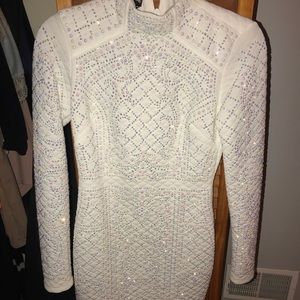 Beaded White Bebe Dress